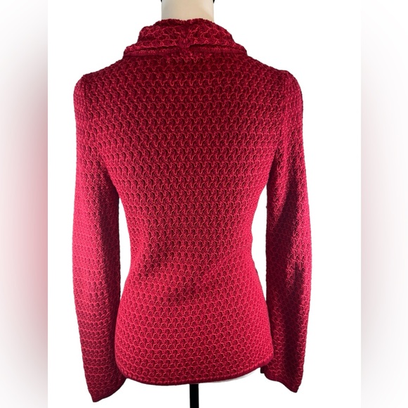 Charlie & Robin Red Knit Cotton Blazer Size S (#2026) - Picture 5 of 11